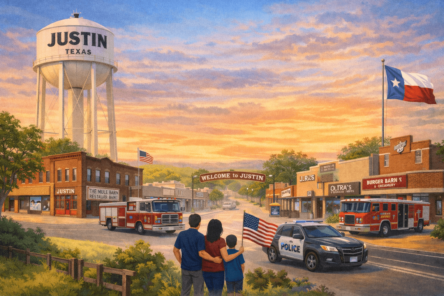 Sunset over Justin, Texas